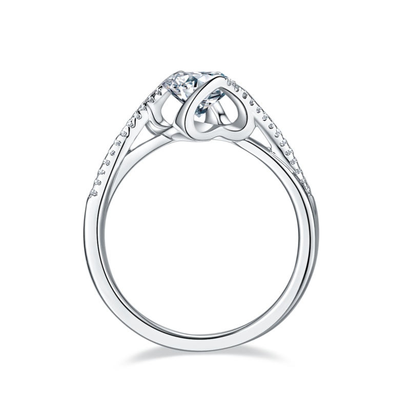 扭臂微镶天使之吻S925银镀白金MoissaniteWomen's Ring1ctD级